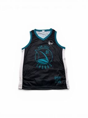 San Jose Sharks Golden State Warriors NHL Idegy Black Basketball Jersey Size M